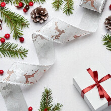 Christmas Ribbon Set: Satin with Scallop Edge Bows, 4.55m – for Gift Wrapping, Party Decor & Home Use