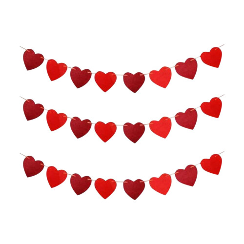 3-delt Valentinsdag hjerte vedhæng bannersæt
