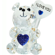 Bear Figurine Beautiful Glass Bear Decoration Cute Love Bear Statue Home Decors Dining Table Animal Collection Valentine's Day Wedding Decoration
