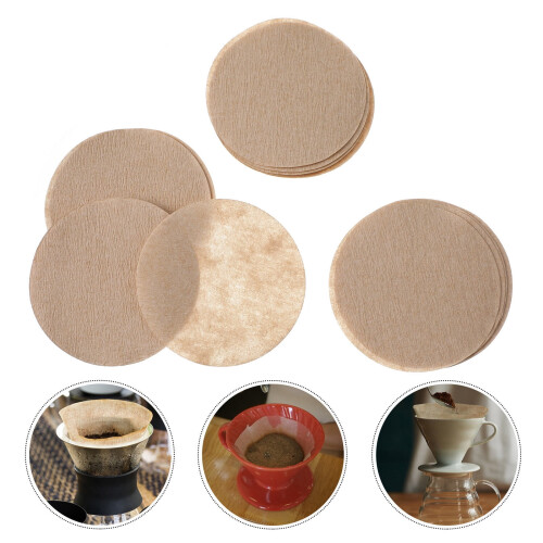 300Pcs Round Paper Coffee Filters Unbleached Natural Beige for Coffee Machines