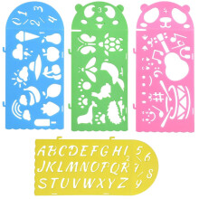 4 Pcs 4 Colors,Drawing Stencils Plastic Ruler Animals Painting Templates for Kids Clear