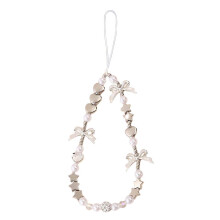 Telefoonarmband met kralen, parels en vlinders - 32 cm