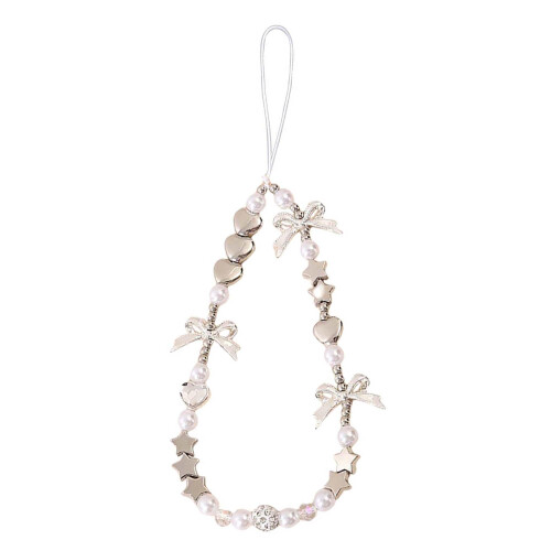 Portafoglio da polso per cellulare con perle e farfalle - 32 cm