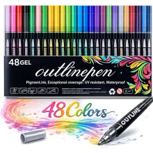 Dreamy Sparkle Dual-line Contour Pen, Self Outlining Glitter Markers, Marker Pen for Highlight, Quick-Dry Ink for Drawing, Coloring & Diy Crafts