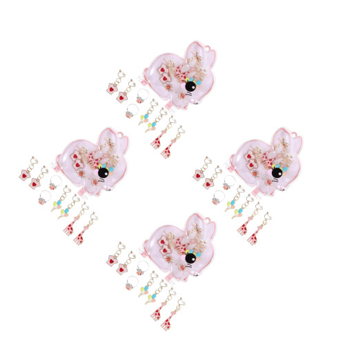 4Sets Kids Clip-on Earrings Assorted Colors Cute Design Lightweight