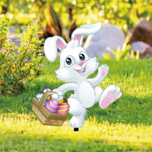 Easter Bunny Acrylic Yard Stake Garden Outdoor Holiday Decoration for Spring Festival Lawn Patio Decor