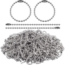 200 Pieces 100mm Long Bead Connector Clasp Ball Chain Keychain Tag Key Rings for Jewelry Making Accessories, 2.4 mm Diameter