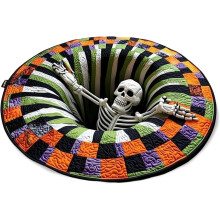 3D Halloween Rug, Candy Corn Abyss Quilted Round Mat, Non-Slip, Soft & Durable, 60cm (24in), Style D