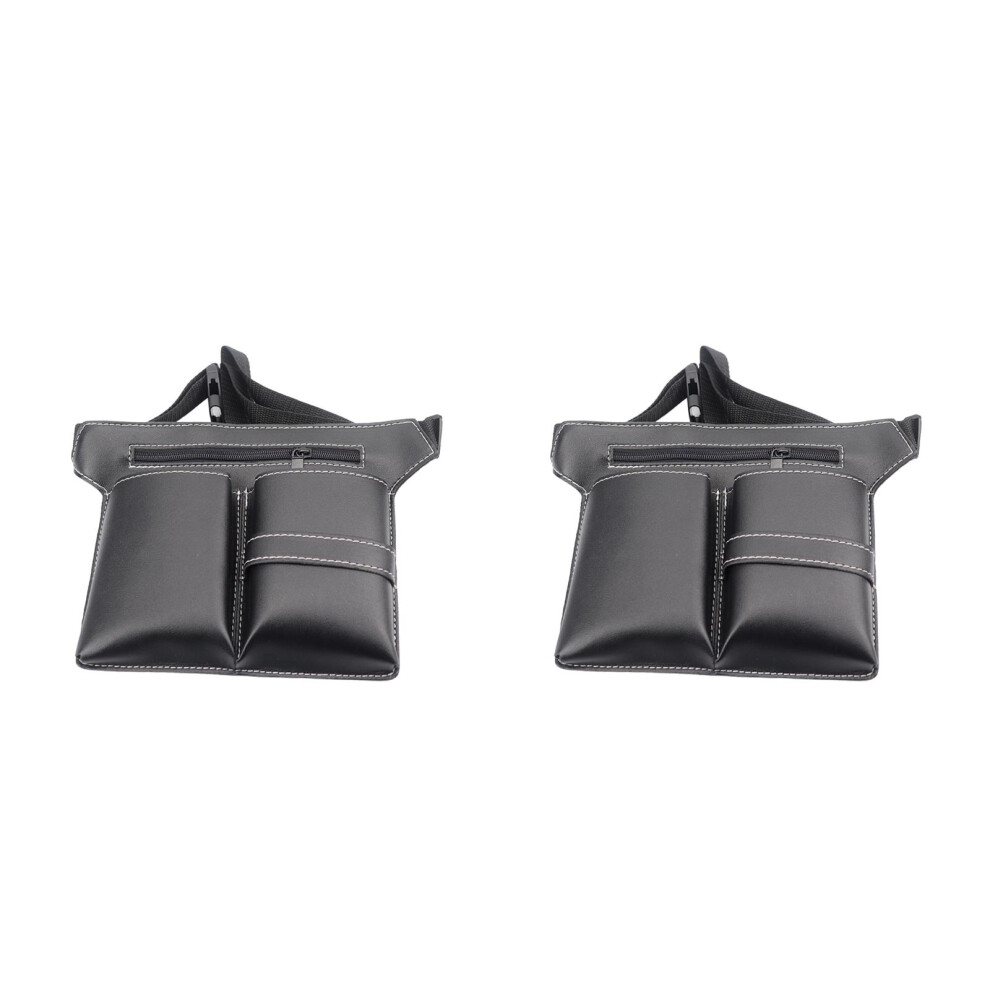 Inoomp Unisex Black 2Pcs Pu Large Capacity Hairdresser Bag Barber Scissor Organizer