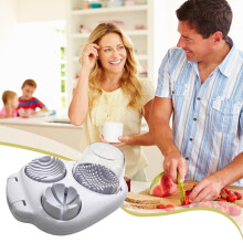 3-in-1 Egg & Fruit Slicer with Stainless Steel Blades, ABS Base — Compatible with Eggs, Strawberries, Kiwifruit