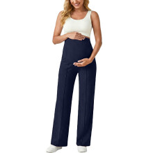 Winter Maternity Straight Leg Pants High Waist Over Bump High Stretch & Breathable Wide Leg Lounge Trousers