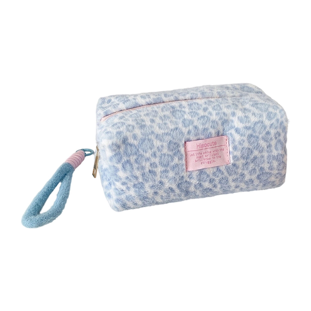 Leopard-Print Plush Cosmetic Organizer Waterproof Portable