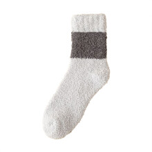 Women's Coral Velvet Socks Thick Cozy Home Socks with Cute Prints Non-Slip Winter Warm Mid-Crew Socks Light Ashy One Size