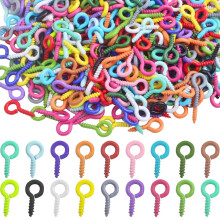 500pcs Colorful Mini Screw Eye Pins (9.5x4.5mm) for DIY Crafts, Jewelry Making, Cork Bottles – Compatible with Standard Tools
