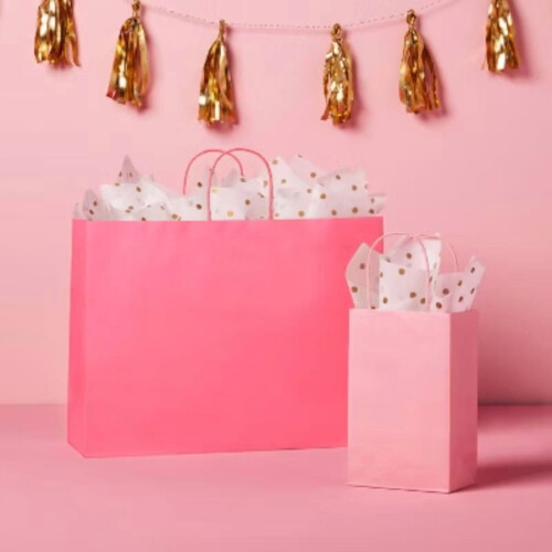 Sac cadeau réutilisable rose clair 44,5 x 25,4 x 12,4 cm 1