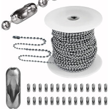 Ball Bead Chain, 55ft Stainless Steel Chain Ball Chain Necklace Bulk with 100 count Matching Connectors Clasps for Making, Necklace, Tag, DIY Crafts