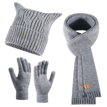Ensemble bonnet, écharpe et gants en maille torsadée pour femme