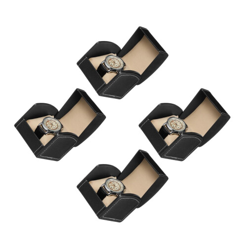 4Stk Eleganter Schwarzer Schmuck- Organizer PU-Leder