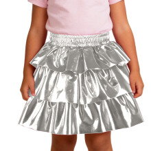 AWZXDE Girls Carnival Sequin Skirt With Glitter Three Tier Cake Design Party Wear Tutu Skirt Silver