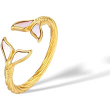 Ring met zeemeermin- en dolfijnenstaart voor dames, 18-karaats verguld.