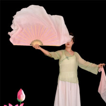 Half Circle Double Fan Veils Silk Women Folk Dance 1 Pair 2 Layers Light Silk Dance Hand Dye(1L+1R)