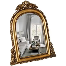 Baroque Arched Mirror with Muted Gold Resin Frame 15 x 11 in