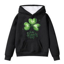 Boys Girls Hoodies Kids Oversized Hooded Sweatshirt Clover Letter Print Long Sleeve Pullover For Children 3-14 Years Comfortable Tops