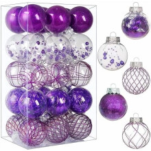 Clear Christmas Ball Ornaments, 30ct 2.36" Shatterproof Plastic Xmas Tree Decorations – Compatible with Christmas, Halloween, Wedding & Anniversary