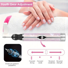 Cordless Electric Nail Drill, Rechargeable Portable Nail File Machine with Bits & Sanding Bands for Acrylic/Gel Nails – Pink