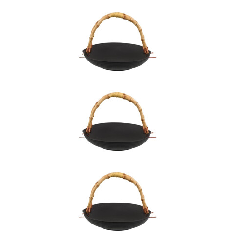3Pcs Black Ceramic Serving Platters with Handle Sushi Appetizer Plates 1