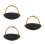 3Pcs Black Ceramic Serving Platters with Handle Sushi Appetizer Plates 3