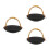3Pcs Black Ceramic Serving Platters with Handle Sushi Appetizer Plates 4