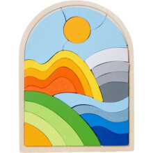 Wooden Rainbow Blocks Puzzle Rainbow Irregular Puzzles Jigsaw Puzzle Blocks Puzzle Toys