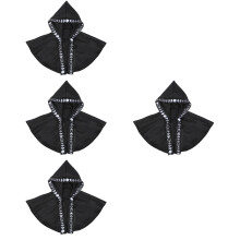 4St Dames Hoodie Cape Middeleeuws Vintage Stijl Zwart Stof