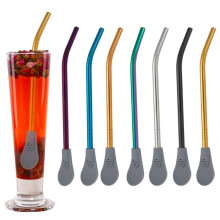Stainless Steel Straw Spoon with Silicone Filter Head 1 Pack