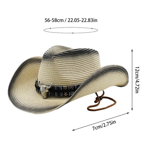 Κάμπινγκ & Πεζοπορία, Ψάθινο Καπέλο Cowboy με Πλατύ Γείσο για Άνδρες Γυναικείο 1