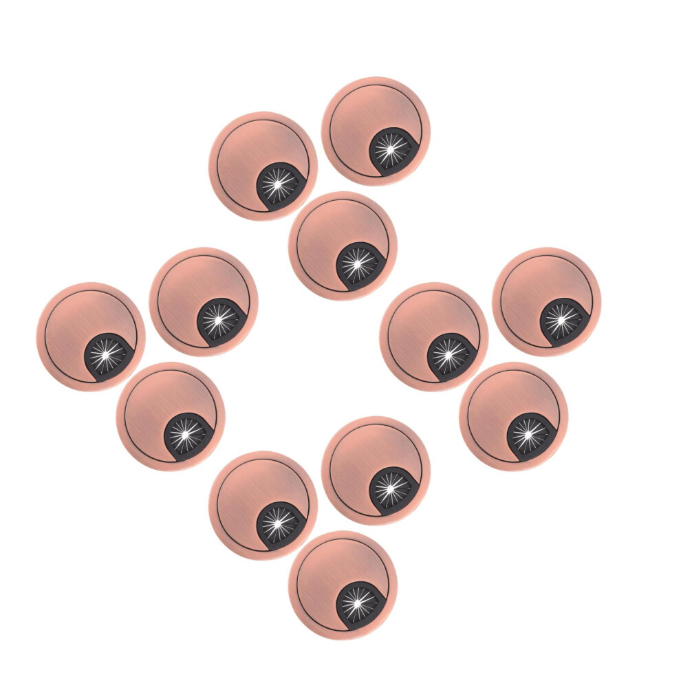 12Pcs Zinc Alloy Cable Cord Grommet Desk Hole Cover Dark Red 3703768914530