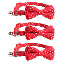 3Pcs Red Pet Dog Collar with Bow Tie and Bell Durable Felt Neck Chain