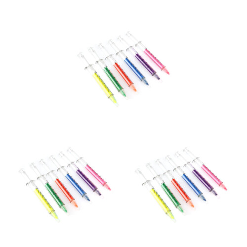 18Pcs Fluorescent Syringe Highlighter Pens for School and Office Use