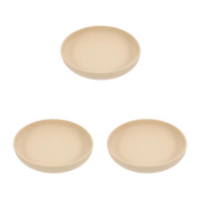 3Pcs Silicone Suction Plates Beige Lightweight Reusable Dinnerware Set