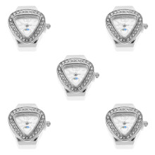 5Pcs Casual Unisex Finger Watches Stainless Steel Ring with Glass Dial