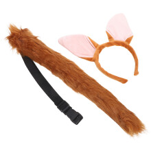 1Set Cute Fox Cosplay Headband with Tail Set for Women and Adults