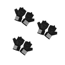 3Pairs Black Outdoor Gloves Weightlifting Half Finger Sports Gloves