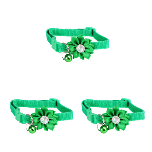 3Pièces Collier Animal Vert Réglable Avec Cloche Décoration