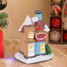 Kerst LED-verlicht dorpshuisje beeldje hars hut kleurrijk lichtgevend huisje tafeldecoratie kerstfeest scène decoratie #A3
