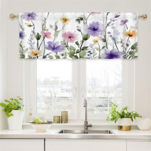 Multicolor Short Curtains Stain Resistant Light Filtering 51x17 Inch Decor Polyester Bohemian Rod Pocket Curtain Sets for Kitchen Windows