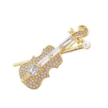 Broșă de vioară din cristal pentru iubitorii de muzică, 1 bucată