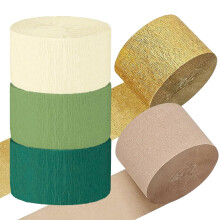 Serpentins en papier crépon, 5 rouleaux de 4,6 cm x 25 m, 5 couleurs