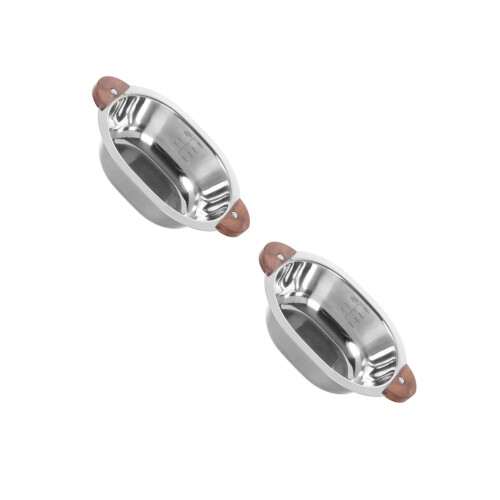 2Pcs Reusable Stainless Steel Serving Bowl with Handles