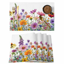 Frühlingshafte Tischsets mit Aquarell-Blumenmuster, 12 Stück